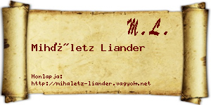 Miháletz Liander névjegykártya